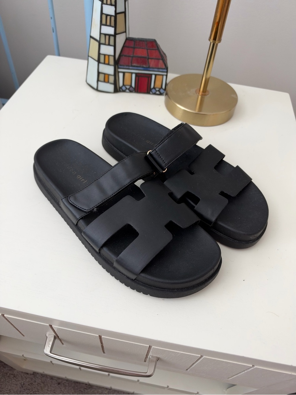 Madden Girl Black Slide On Sandals